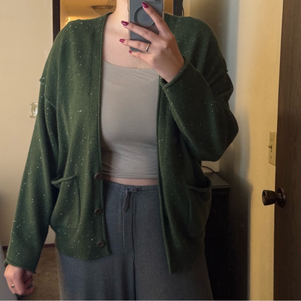 Women's Green Cardigan Sweater